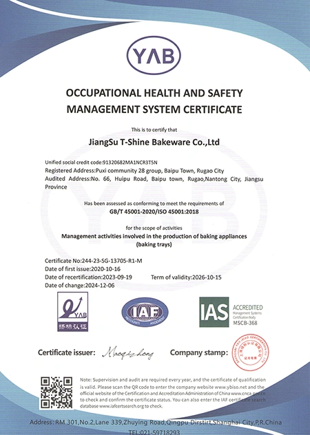 Certificado de Sistemas de Gestión de Seguridad y Salud en el Trabajo (OHSMS, por sus siglas en inglés)